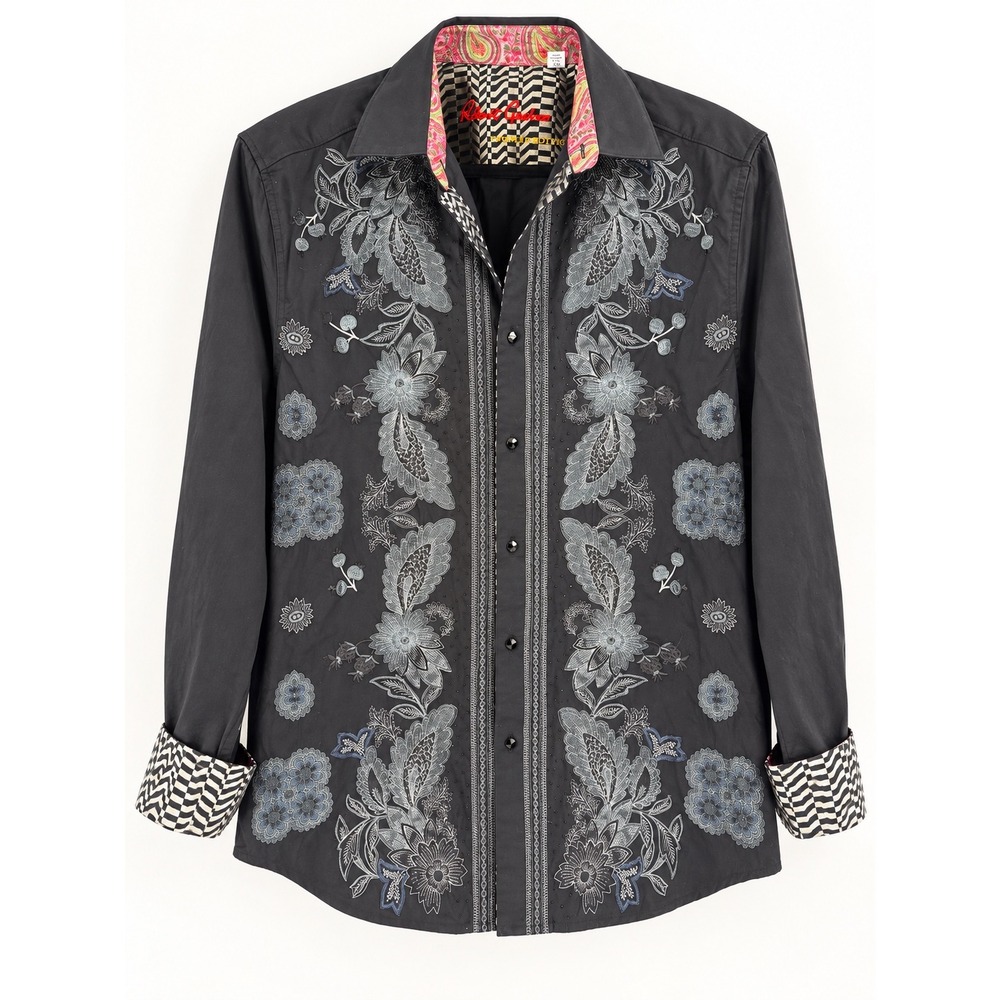 Robert Graham Gillman Shirt Men XL Black Limited Edition Embroidered Western NWT